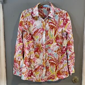 J. McLaughlin Multicolor cotton Floral Buttondown Shirt Size M